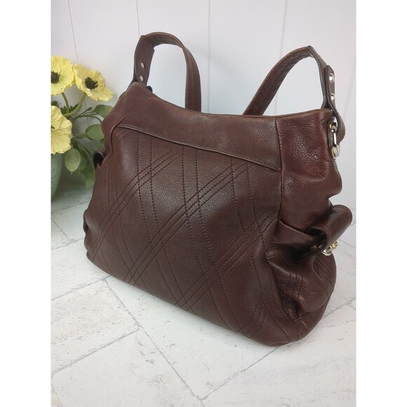 B. Makowsky Brown Leather Diamond Quilted Shoulder Hobo Bag Buttery Soft - Picture 1 of 16